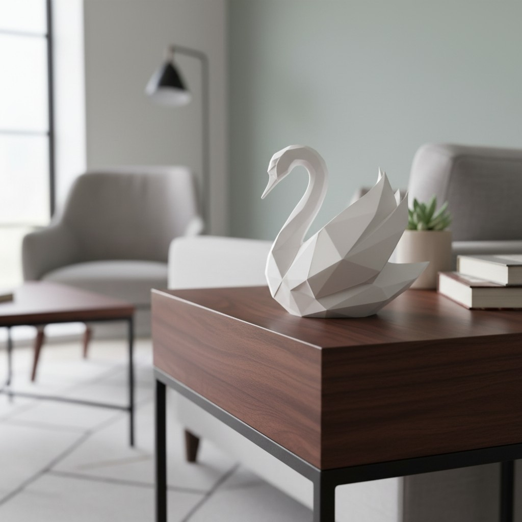 Sculpture #53 – eleganter Low‑Poly Schwan, 3D gedruckt, 77 × 121 × 116 mm – Bild 5