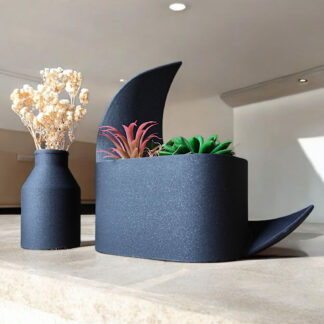 Moonlit Reverie – Crescent Wohn-Deko-Set, 3D gedruckt (Pflanzschale 222×115×217 mm, Vase 107×65×65 mm)