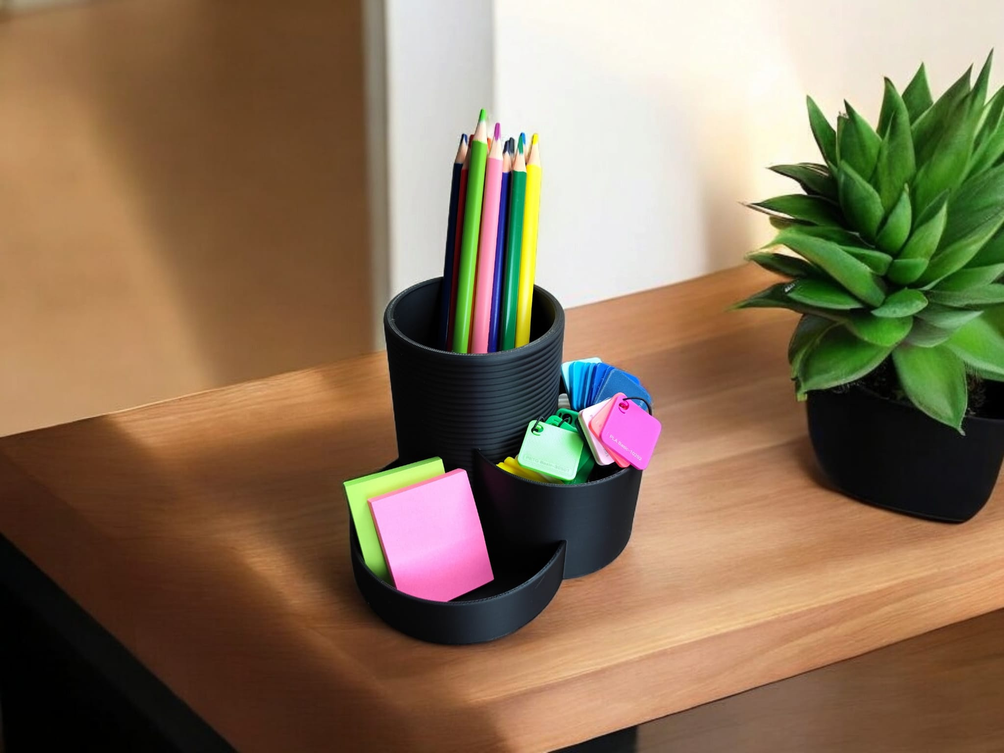 Modell 300 – Moderner Schreibtisch‑Organizer „Three Cups“, 3D gedruckt (75 x 77 x 58 mm) – Bild 2