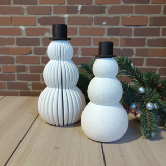 Minimalistisches Schneemänner-Set 3D gedruckt – 2 Schneemänner + abnehmbare Hüte, 125×125×95 mm