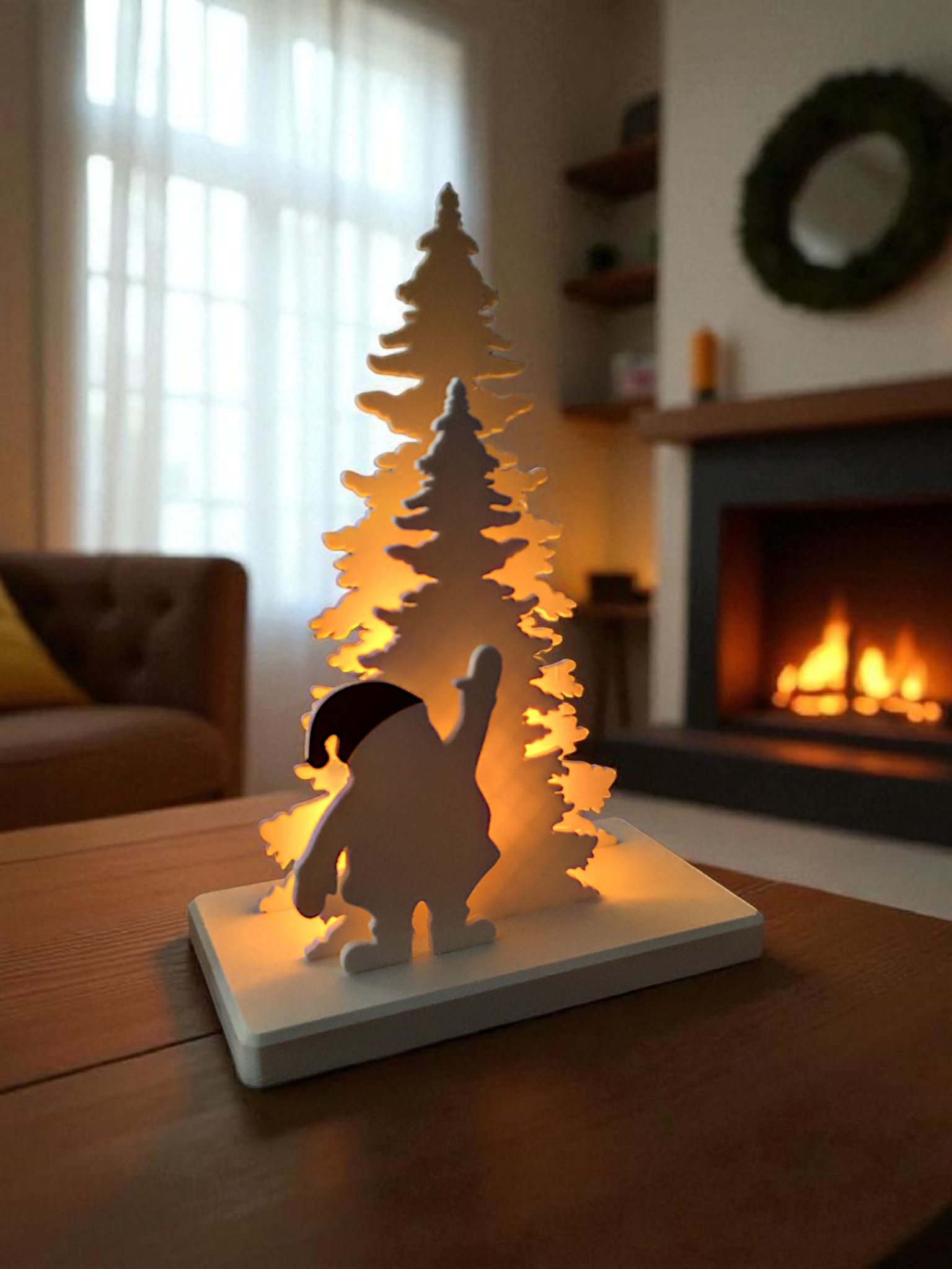 Santa Claus Deko-Szene mit LED-Teelichthalter, 3D gedruckt — 185 x 99 x 15 mm – Bild 4