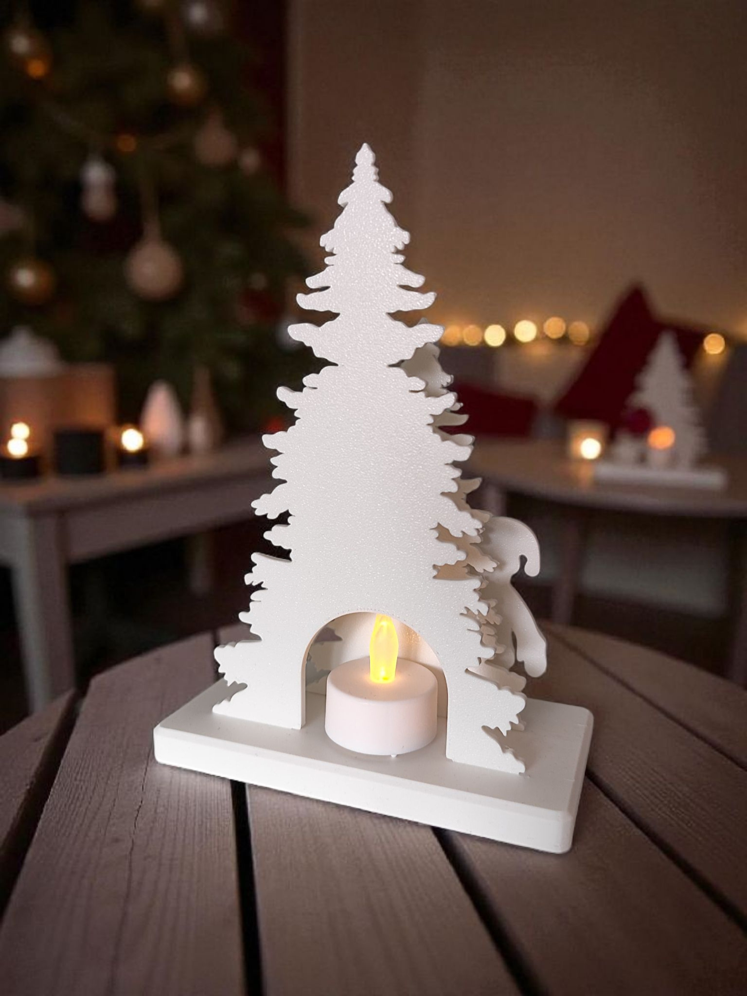 Santa Claus Deko-Szene mit LED-Teelichthalter, 3D gedruckt — 185 x 99 x 15 mm – Bild 5